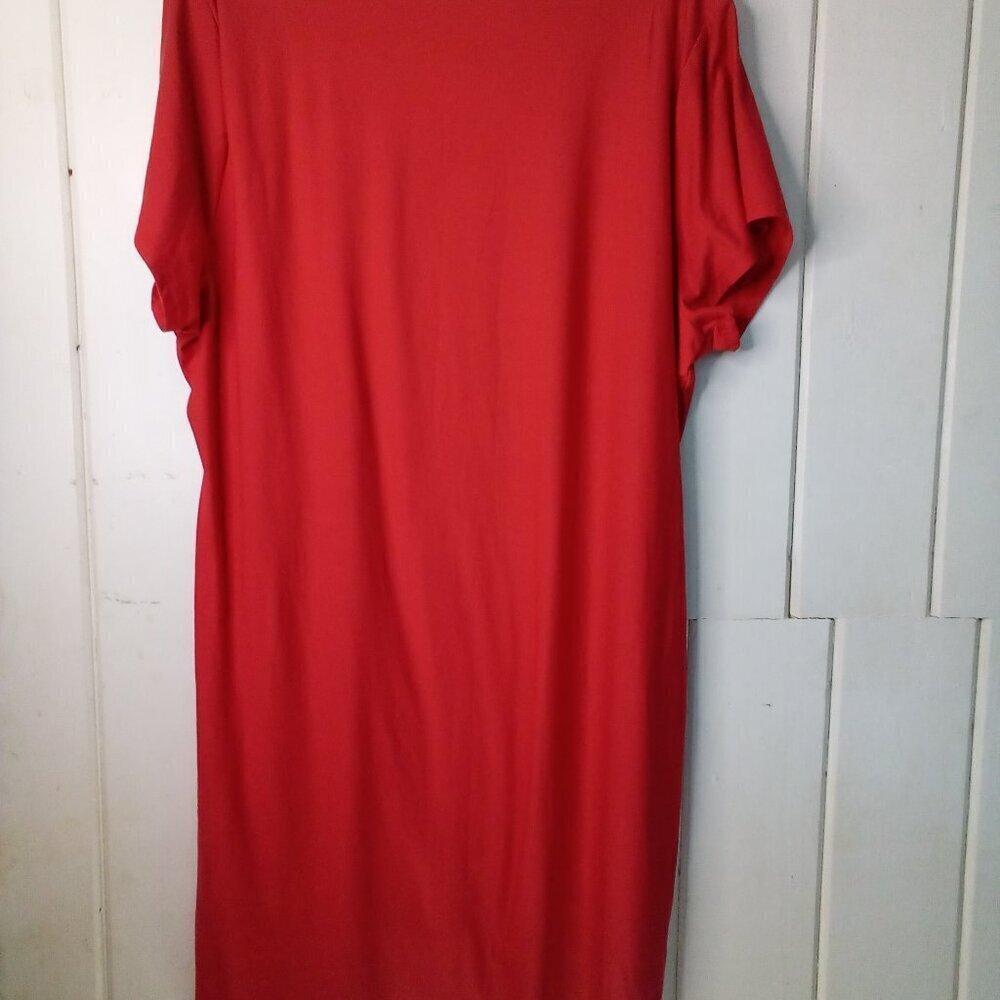 Derek Heart Dress Women 3X Short Sleeve Soft Stretch Red - Picture 10 of 15